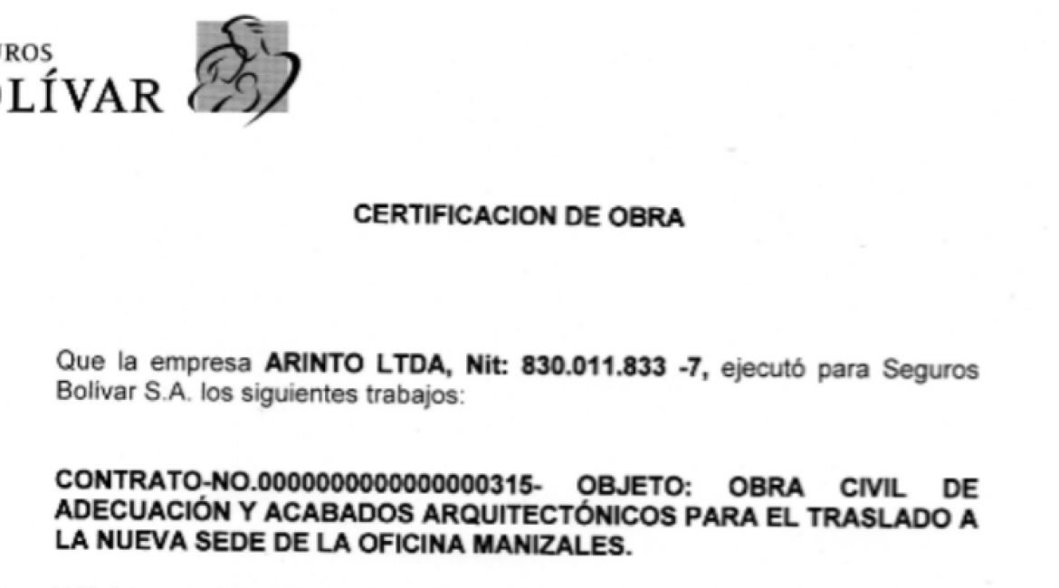 CERTIFICACIÓN SEGUROS BOLIVAR