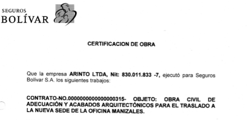 CERTIFICACIÓN SEGUROS BOLIVAR